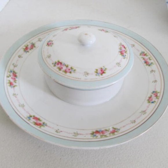 nippon Dining 2 Pc Nippon China Condiment Caddy Veggie Platter Dip